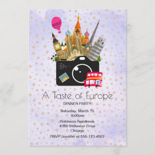 European Landmarks Taste of Europe Party Invitation