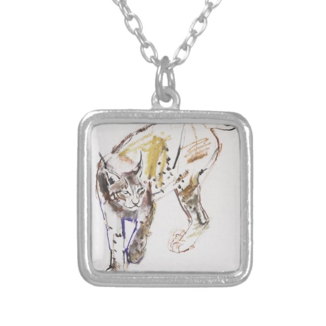 European Lynx Silver Plated Necklace (Front)