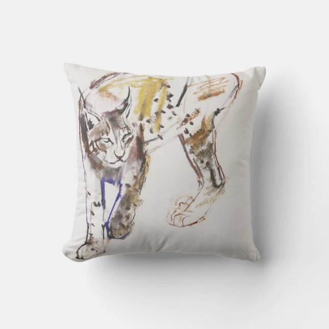 European Lynx Throw Pillow (Front)