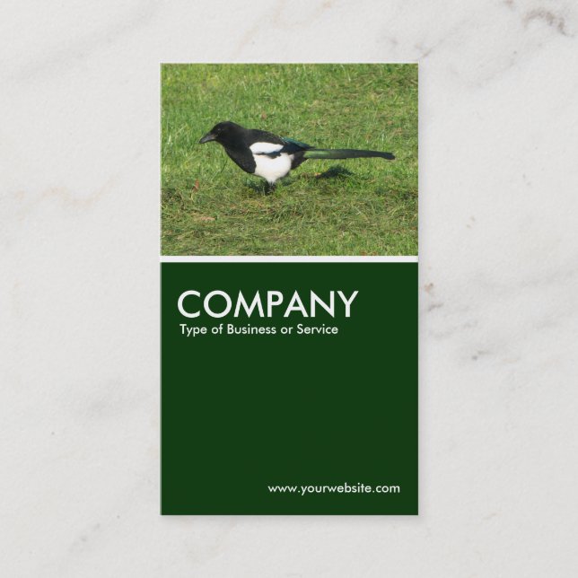 European Magpie - Dark Green Business Card (Front)