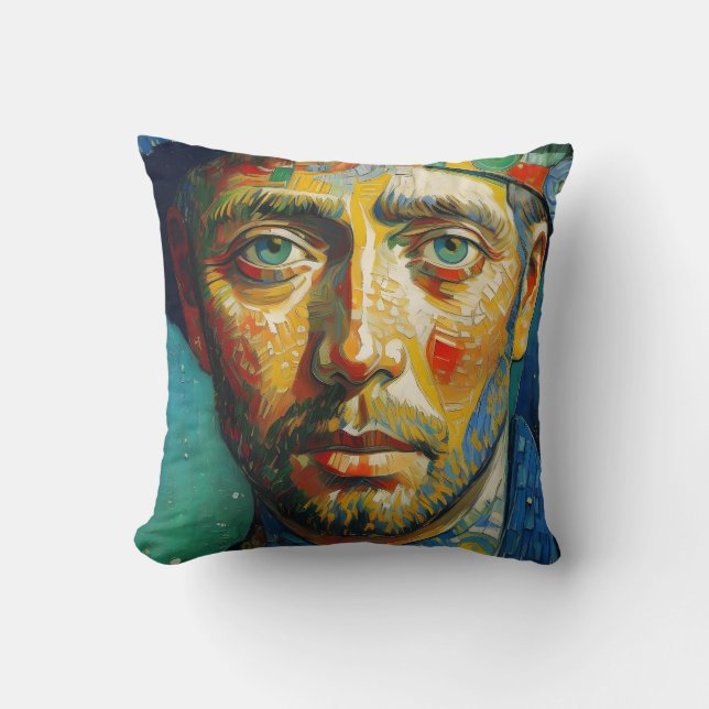 European Man Portrait Painting Throw Pillow (Front)