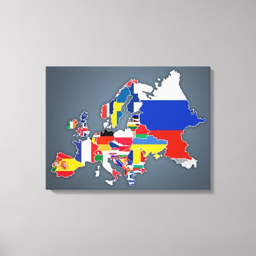 European Map  Country Flags Canvas Print