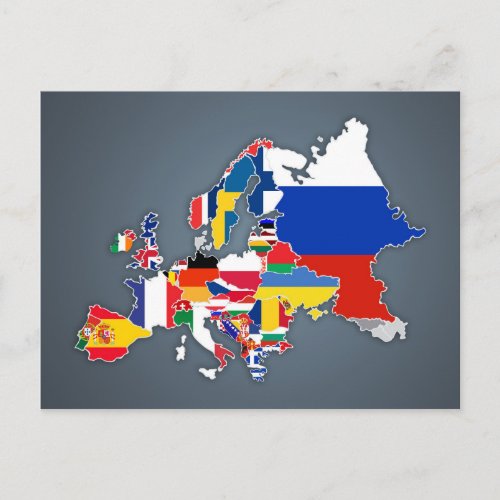 European Map  Country Flags Postcard