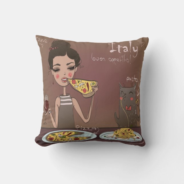 European Meal Throw Pillow (Front)