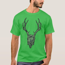European Mount Jackalope Skull Green Camo 