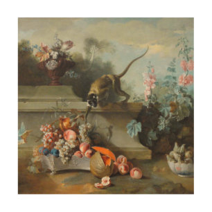 European Painting Monkey Fruits Flowers BirthD WWA Wood Wall Decor
