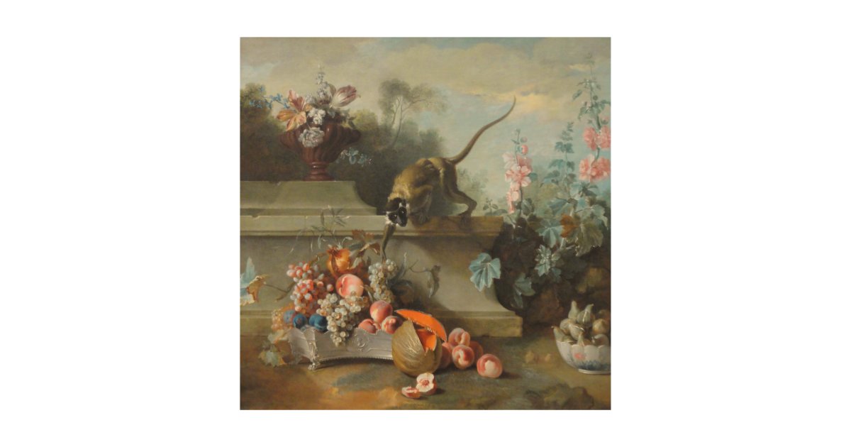European Painting Monkey Fruits Flowers Birthd Wwa Wood Wall Decor