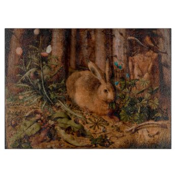 European Painting Rabbit Year 2023 Glass Cutting B Cutting Board by 2020_Year_of_rat at Zazzle