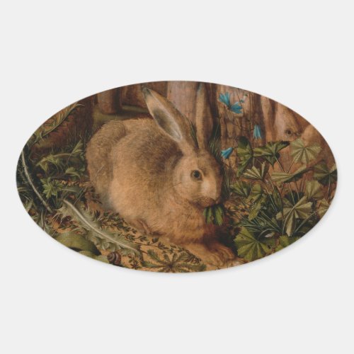 European Painting Rabbit Year 2023 Oval Sticker