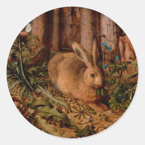 European Painting Rabbit Year Christmas RS Classic Round Sticker