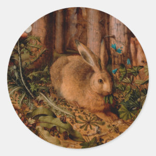 European Painting Rabbit Year Christmas RS Classic Round Sticker