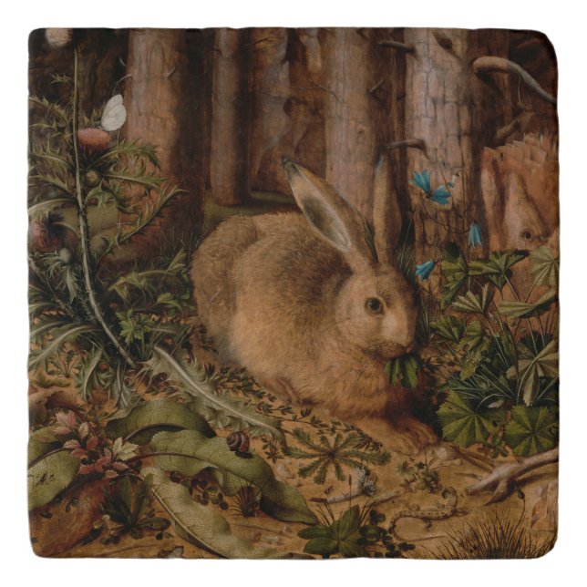 European Painting Rabbit Year Stone Trivet (Front)