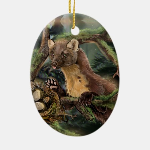 European Pine Marten Ceramic Ornament