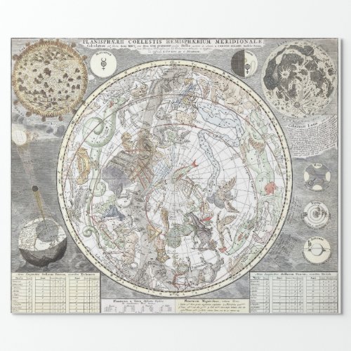 EUROPEAN PLANETSPHERE CONSTELLATION MAP DECOUPAGE WRAPPING PAPER