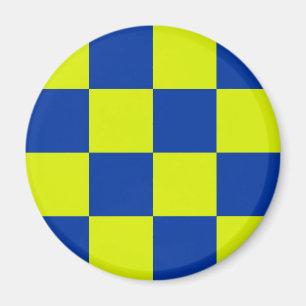 european police cars square colors checkered patte magnet