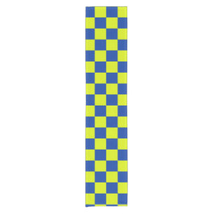 european police cars square colors checkered patte short table runner