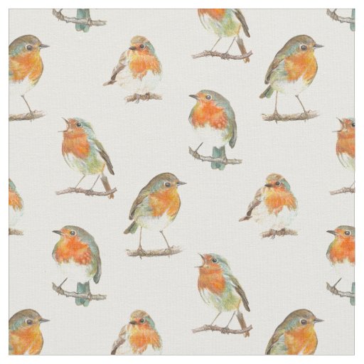European red robin bird design. fabric
