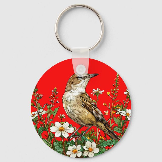 European reed warbler bird keychain (Front)