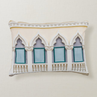 European retro building, vintage exterior. accent pillow