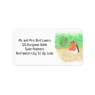 European Robin in Watercolor, Address Labels