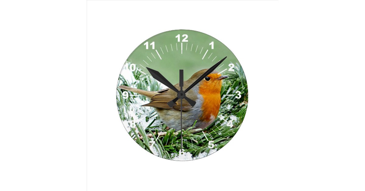 European Robin Round Clock 