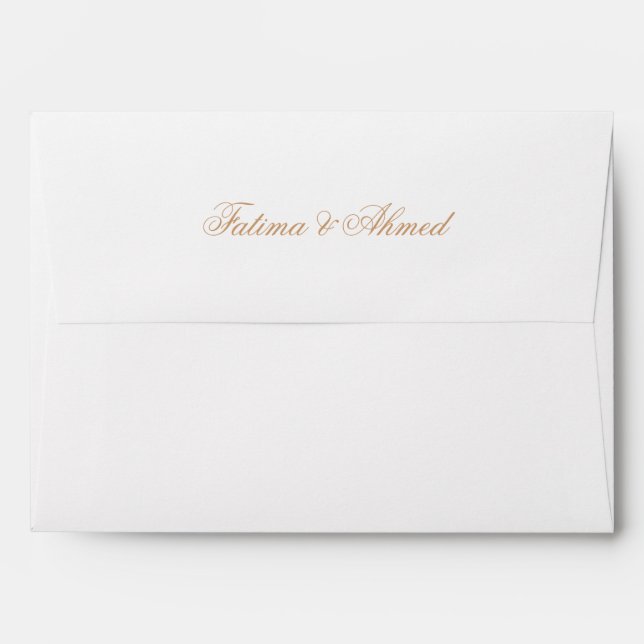 European Rococo Gold Romantic Calligraphy Wedding Envelope (Back (Top Flap))