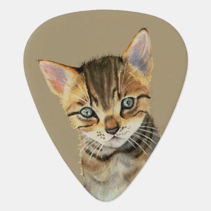 European Shorthair Kitten Watercolor Painting Guitar Pick