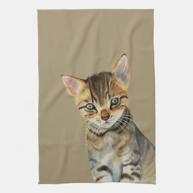European Shorthair Kitten Watercolor Painting Kitchen Towel