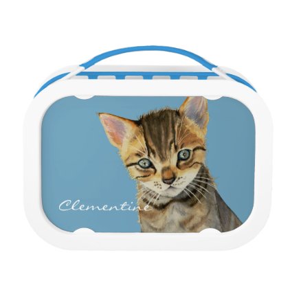 European Shorthair Kitten Watercolor Painting Lunch Box