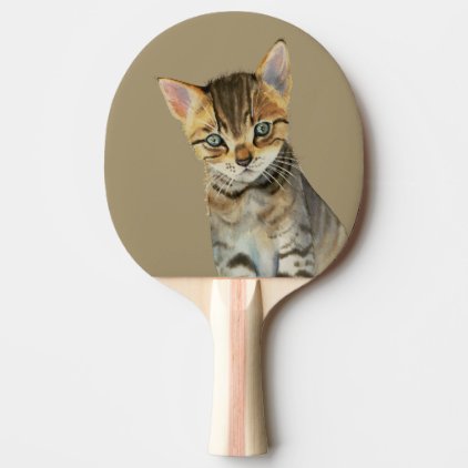 European Shorthair Kitten Watercolor Painting Ping Pong Paddle