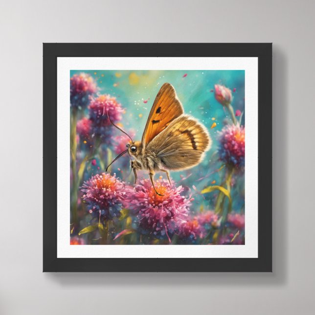 European Skipper Butterfly Framed Photo Art (Framed Front)