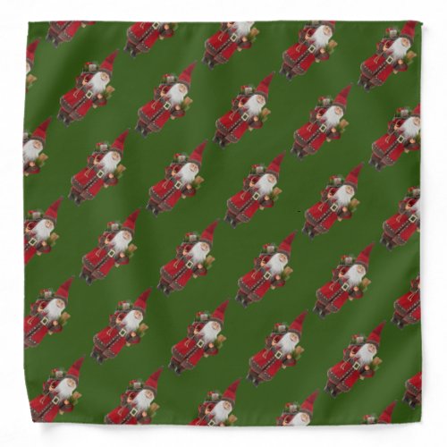 European Style Santa Claus Carrying Gifts And Skis Bandana