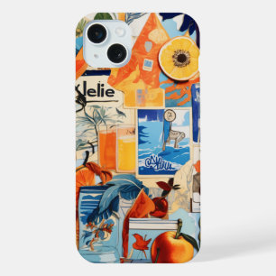 European Summer Beach Preppy Collage Scrapbook iPhone 15 Plus Case