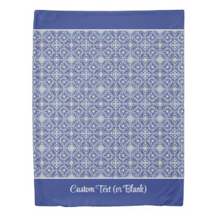 European Tile -  Blue & Off-White Mediterranean Duvet Cover