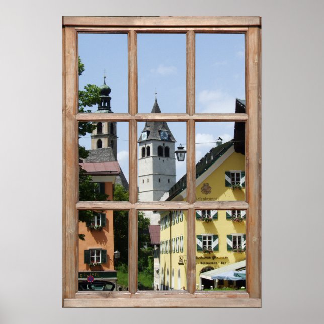 European Town View from a Window Poster (Front)