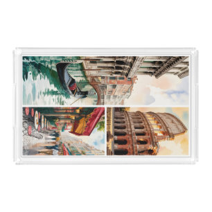 European Travel Triptych Acrylic Tray