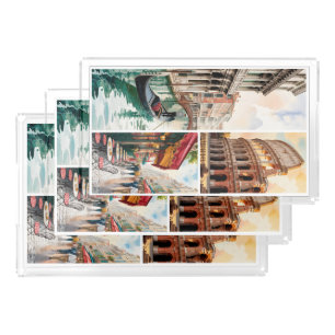 European Travel Triptych Acrylic Tray Set