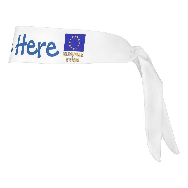 European Union and EU Flag Blue Personalization  Tie Headband (Rotate 90)
