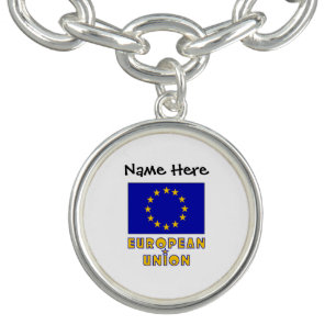European Union and EU Flag Personalized Bracelet