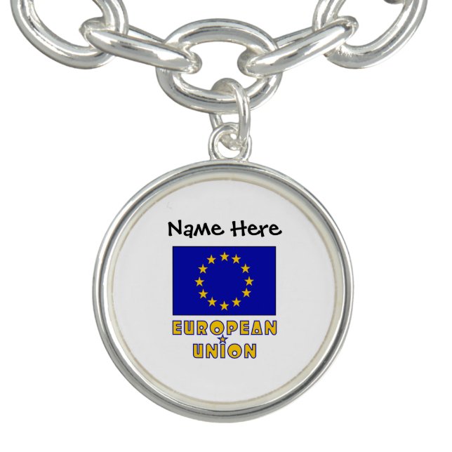 European Union and EU Flag Personalized  Bracelet (Design)