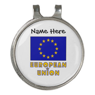 European Union and EU Flag Personalized  Golf Hat  Clip