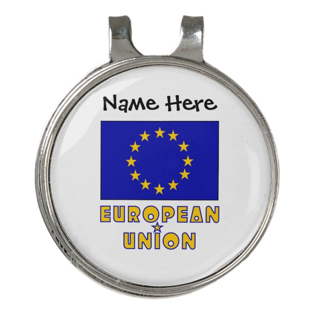 European Union and EU Flag Personalized  Golf Hat  Clip (Front)
