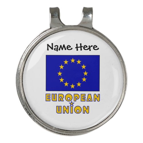 European Union and EU Flag Personalized  Golf Hat  Golf Hat Clip