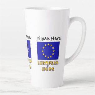 European Union and EU Flag Personalized Latte Mug