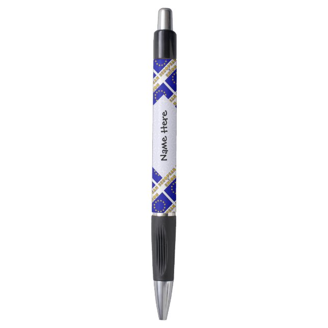 European Union and EU Flag Tiled Personalized  Pen (Front Vertical)