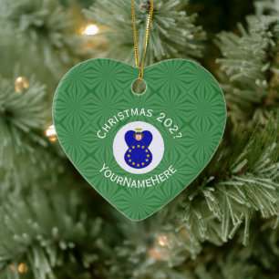 European Union Angel Christmas Flag Personalized  Ceramic Ornament