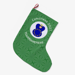European Union Angel Christmas Flag Personalized  Large Christmas Stocking