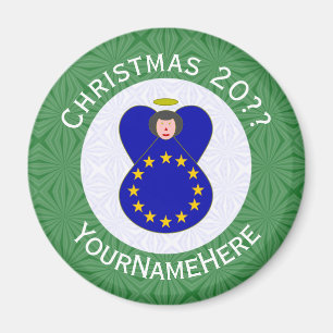 European Union Angel Christmas Flag Personalized  Magnet