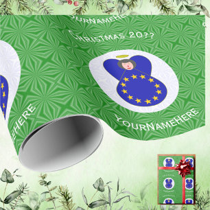 European Union Angel Christmas Flag Personalized  Wrapping Paper