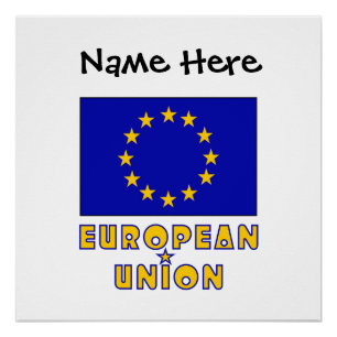 European Union EU Flag Black Personalization Poster